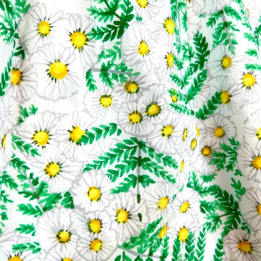 Gymboree Girls Green White Daisy Floral Flutter Sleeve‎ Top Blouse Size M 7-8